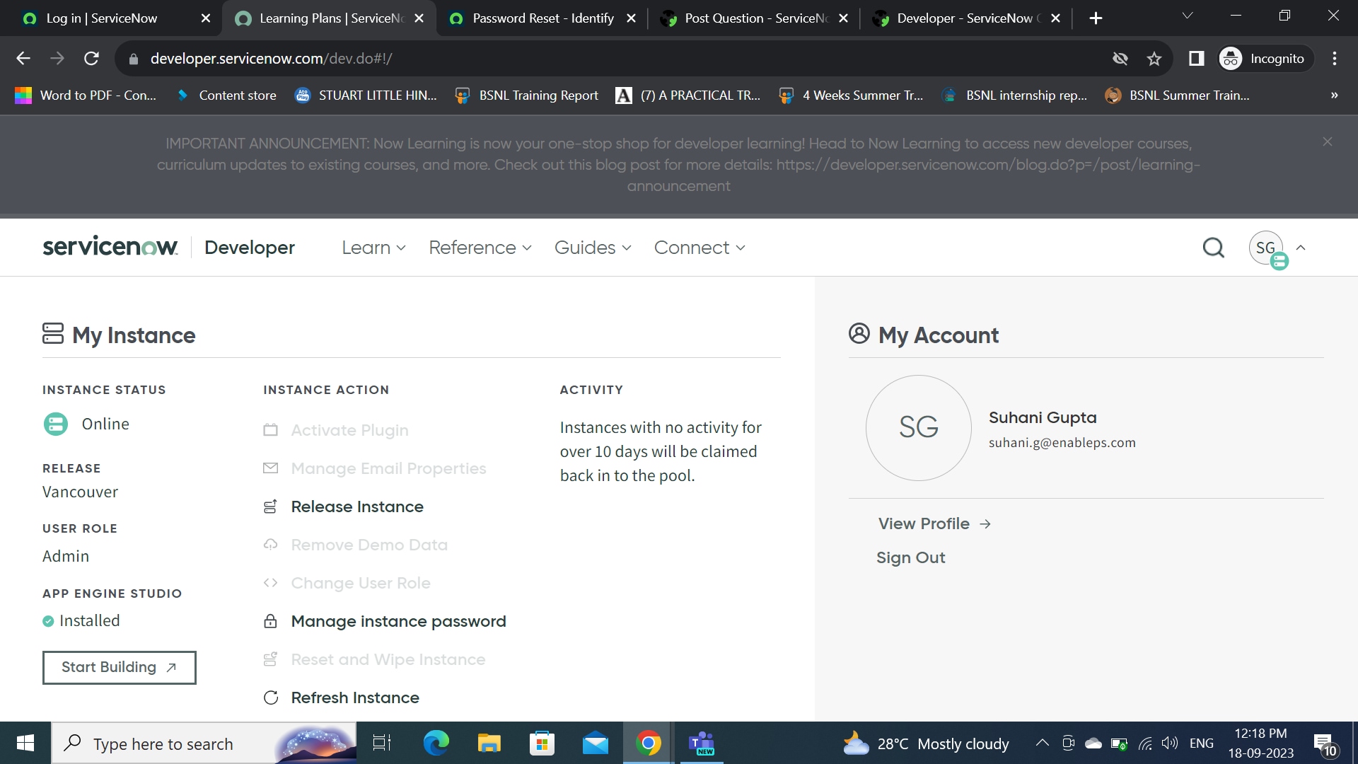 My Instance is Not opening ServiceNow Community